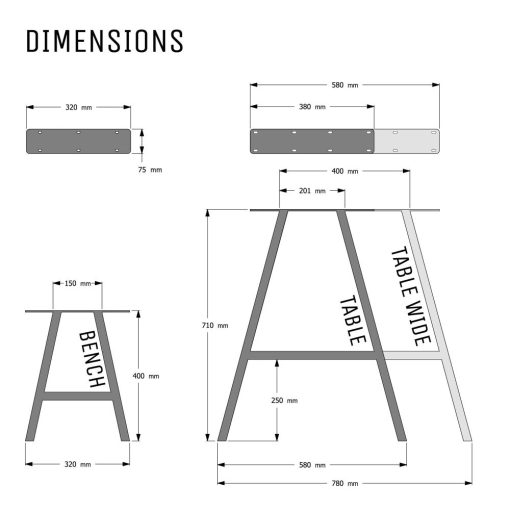 A-FRAME INDUSTRIAL LEGS - SET OF 2 - Image 2