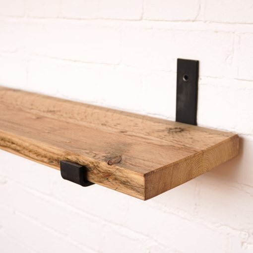 RECLAIMED RUSTIC WOODEN SHELF KIT (225MM WIDTH) - HANGING BRACKET - Image 2