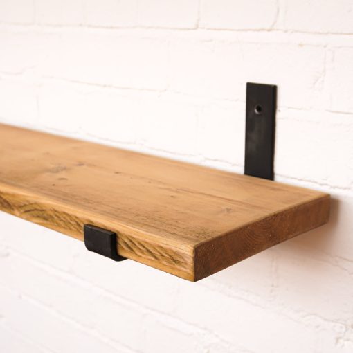 RECLAIMED RUSTIC WOODEN SHELF KIT (225MM WIDTH) - HANGING BRACKET - Image 4