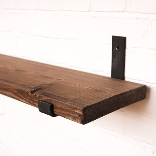 RECLAIMED RUSTIC WOODEN SHELF KIT (225MM WIDTH) - HANGING BRACKET - Image 3